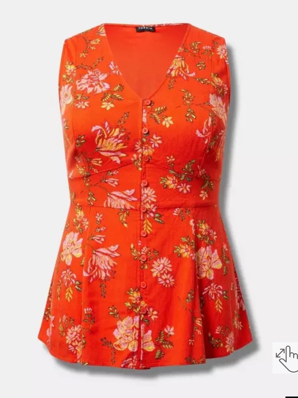 Torrid Rayon Slub Button Up With Waist Detail Tank